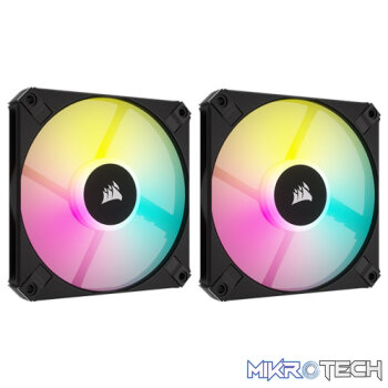 Corsair CO-9050163 iCUE AF120 RGB Slim 120mm PWM 2000 RPM Black Case Fan  Twin Pack